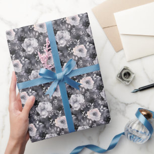 Papier Cadeau Aquarelle florale grise
