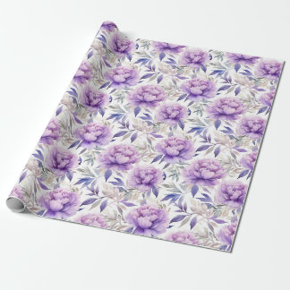 Papier Cadeau Aquarelle florale - lavande violet pivoines