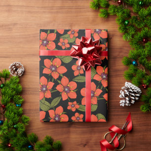 Papier Cadeau Aquarelle florale rouge