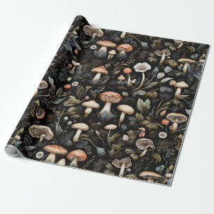 Papier Cadeau Aquarelle Forêt Verdure Champignons Automne