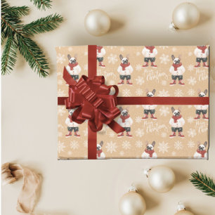 Papier Cadeau Aquarelle French Buldog Frenchie Christmas Dog