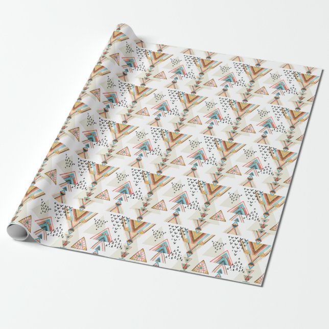 Papier Cadeau Aquarelle Géométrique Sans joint : Style Tribal. (Déroulé)