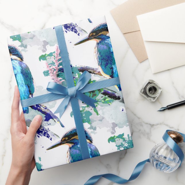 Papier Cadeau Aquarelle Graphique Art Kingfisher Pêche Oiseau ar (Cadeaux)