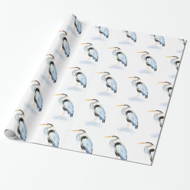 Papier Cadeau Aquarelle Great Blue Heron Oiseau Art (Déroulé)
