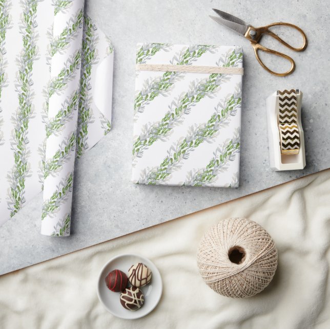 Papier Cadeau Aquarelle Green Christmas Garland (Artisanat)