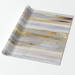 Papier Cadeau Aquarelle gris et texture or de luxe