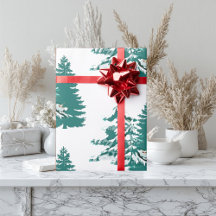 Aquarelle hiver Noël Bois Arbres