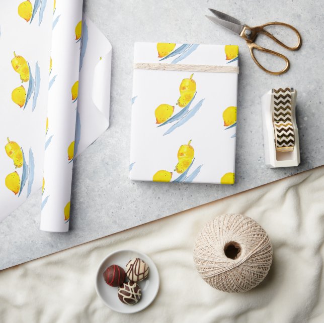 Papier Cadeau Aquarelle jaune citron (Artisanat)