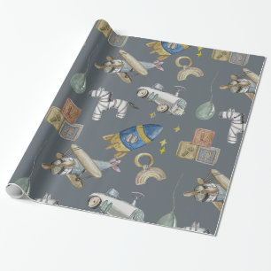 Papier Cadeau Aquarelle jouets vintages