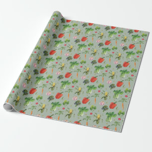 Papier Cadeau Aquarelle Légumes organiques