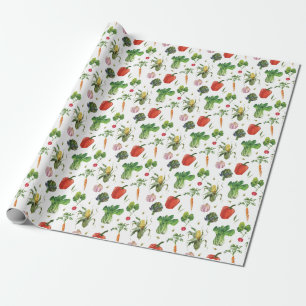 Papier Cadeau Aquarelle Légumes organiques