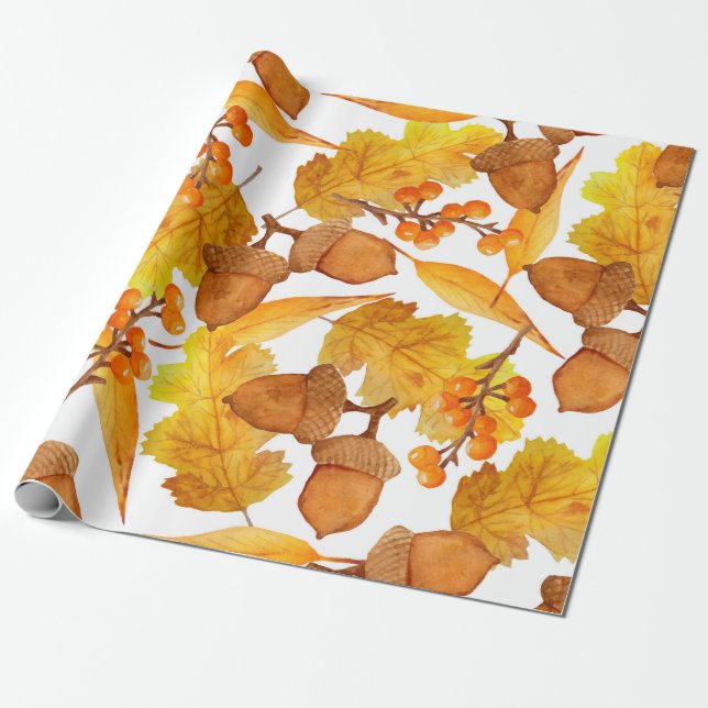 Papier Cadeau aquarelle main dessinée sans couture motif de l'au (Déroulé)