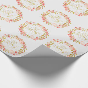 Papier Cadeau Aquarelle mariage couronne florale avec cette bagu