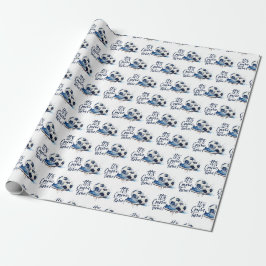 Papier Cadeau Aquarelle marine Blue Soccer Kids