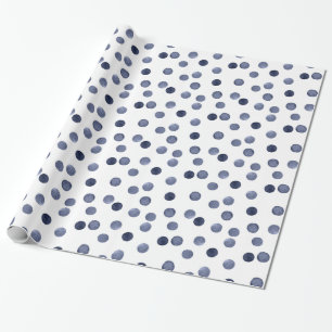 Papier Cadeau Aquarelle marine cercles pois main pointé sur la