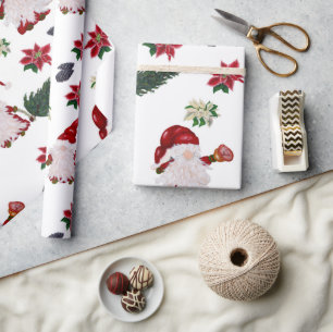 Papier Cadeau Aquarelle mignonne Gnomes de Noël