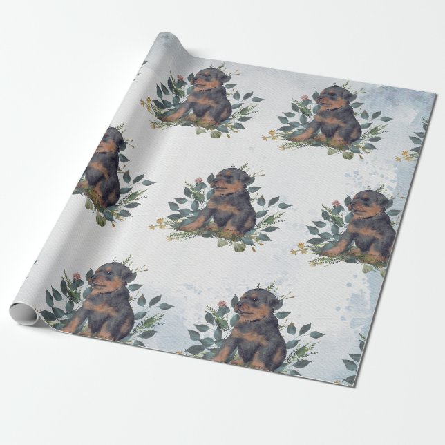 Papier Cadeau Aquarelle mignonne moderne Chien Chien Chien Chien (Déroulé)