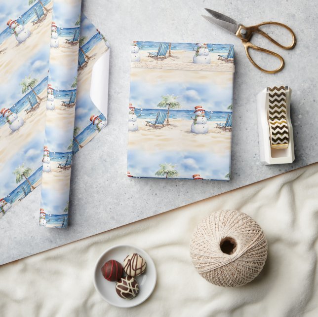 Papier Cadeau Aquarelle mignonne Snowman en vacances (Artisanat)