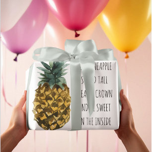 Papier Cadeau Aquarelle moderne ananas et citation amusante posi