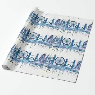 Papier Cadeau Aquarelle moderne Blue London