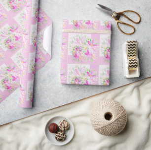 Papier Cadeau Aquarelle moderne Boho Violet Floral Élégant