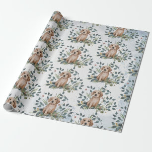 Papier Cadeau Aquarelle moderne Chien Chien Chien Chien Floral E