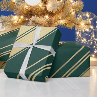 Papier Cadeau aquarelle moderne métal or vert