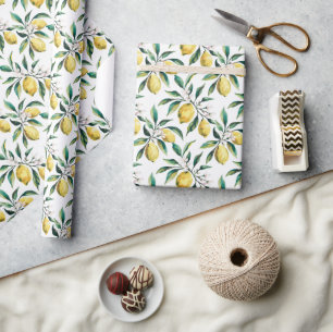 Papier Cadeau Aquarelle moderne Motif jaune citron