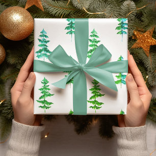 Papier Cadeau Aquarelle moderne Pine d'hiver Arbre vert Noël