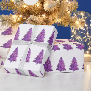 Papier Cadeau Aquarelle moderne Purple Pine Tree Noël