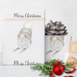 Papier Cadeau Aquarelle moderne Snowflakes Jote Gnome Noël