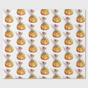 Papier Cadeau Aquarelle moderne tendance Fée et Citrouille