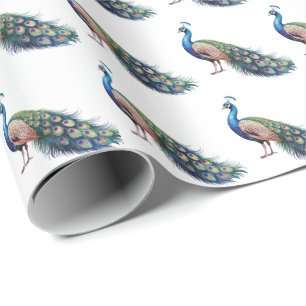 Papier Cadeau Aquarelle moderne tendance Peacock Motif
