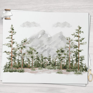 Papier Cadeau Aquarelle Montagne et forêt