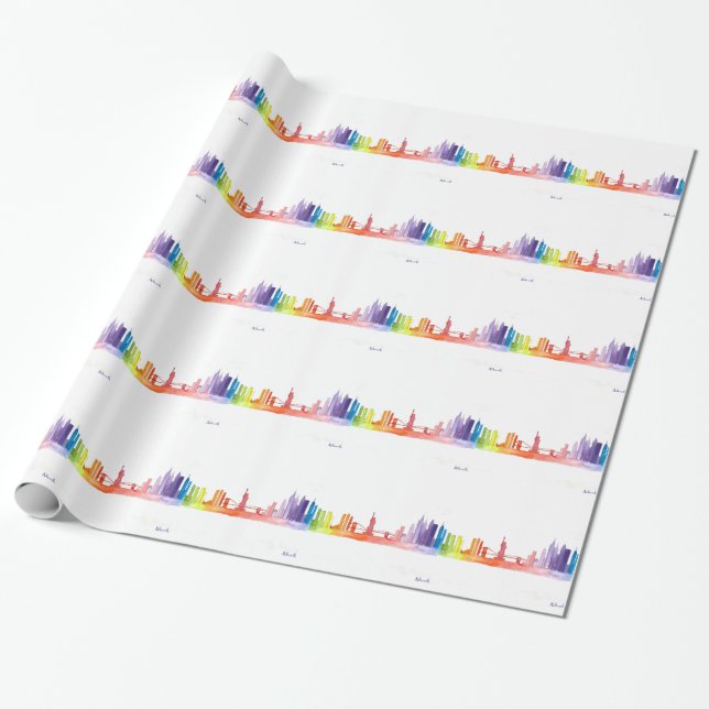 Papier Cadeau Aquarelle motif de NEW YORK (Déroulé)