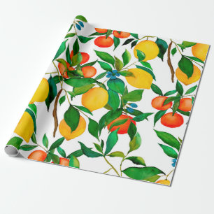 Papier Cadeau Aquarelle motif sans couture avec agrumes. 