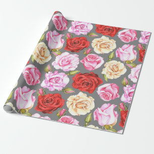 Papier Cadeau Aquarelle motif sans couture avec roses. Sans fil