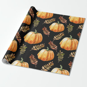 Papier Cadeau Aquarelle motif transparent avec citrouille