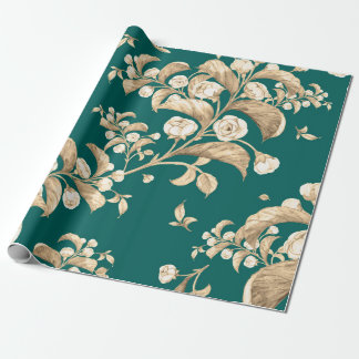 Papier Cadeau Aquarelle motif transparent des branches fleuries,