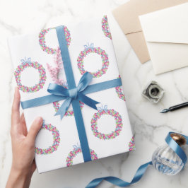 Papier Cadeau Aquarelle Noël Baubles colorés Wreath