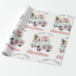 Papier Cadeau Aquarelle Noël de petite ville