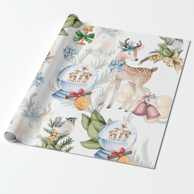 Papier Cadeau Aquarelle Noël élégant (Déroulé)
