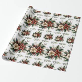 Papier Cadeau Aquarelle Noël Floral