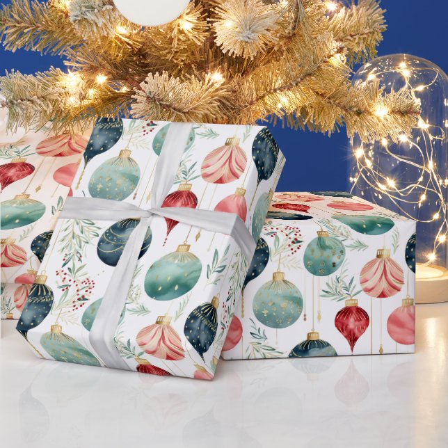 Papier Cadeau Aquarelle Noël Noël Noël Arbre Motif (Vacances)