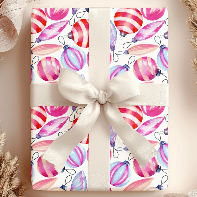 Papier Cadeau Aquarelle Noël Ornements Fête (Créateur téléchargé)