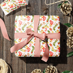 Papier Cadeau Aquarelle Noël Stockage et pain d'épices Hommes