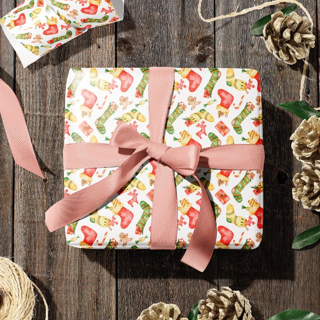 Papier Cadeau Aquarelle Noël Stockage et pain d'épices Hommes (Créateur téléchargé)