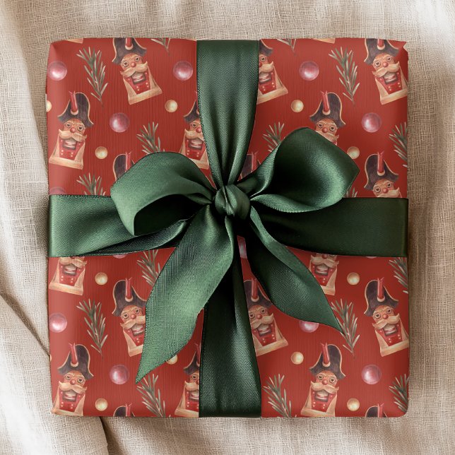 Papier Cadeau Aquarelle Nutcracker Pine Noël (Créateur téléchargé)