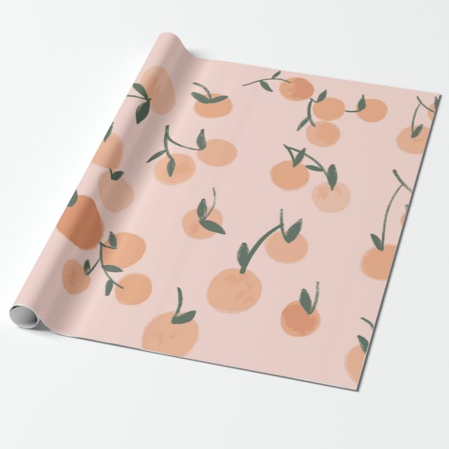 Papier Cadeau Aquarelle orange fruits sans couture motif (Déroulé)