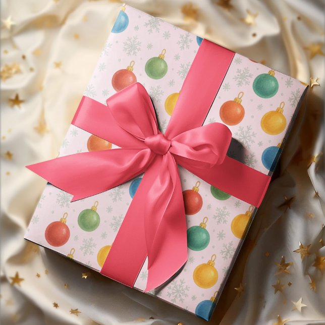 Papier Cadeau Aquarelle - Ornements de Noël et flocons de neige  (Créateur téléchargé)